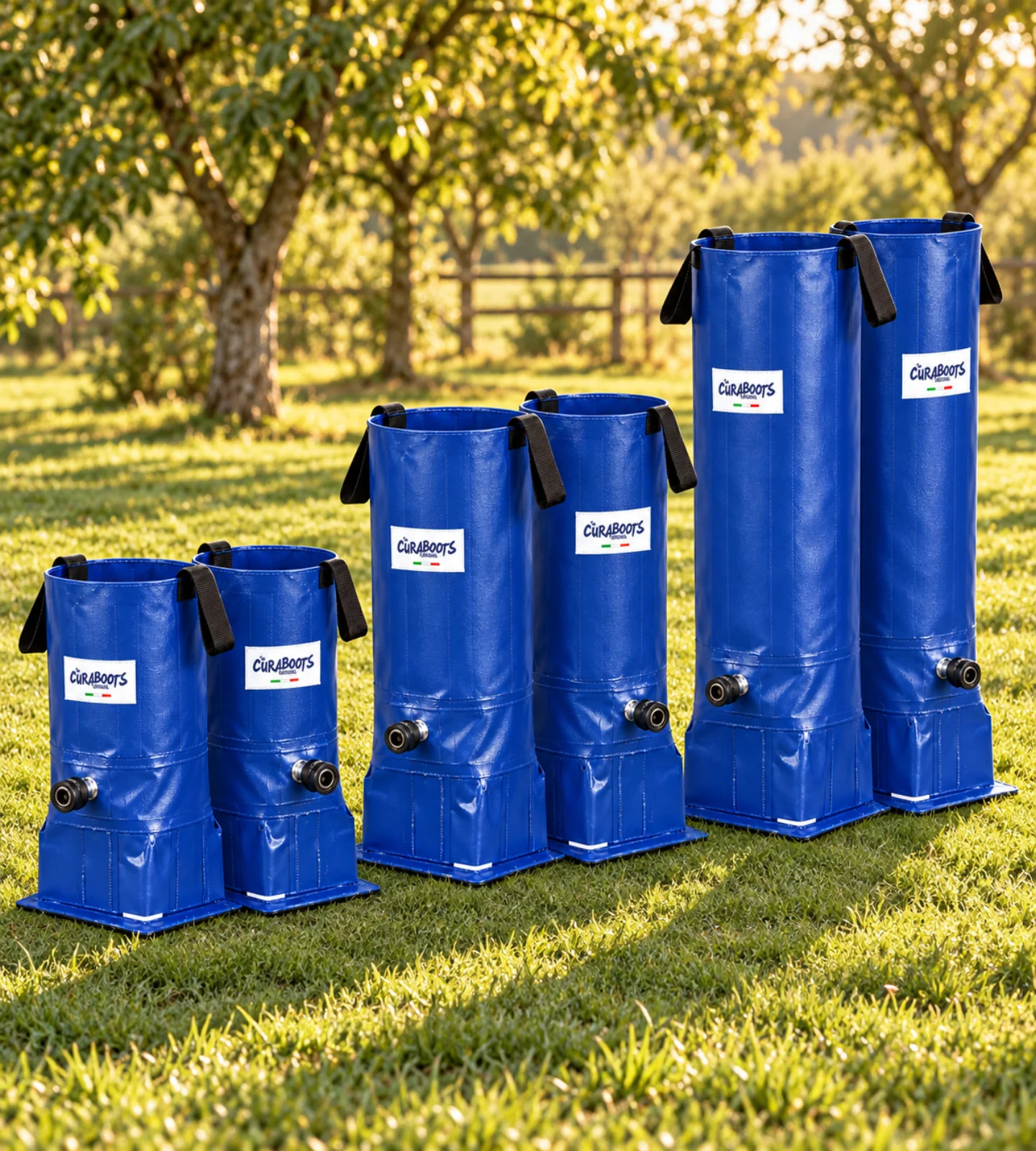 Stivali Curaboots blu sul prato